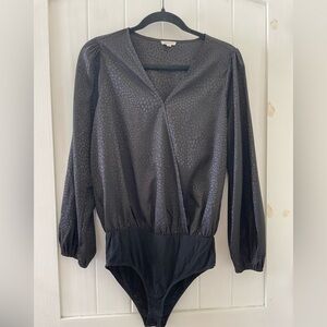 Women’s Jodifl Black Animal Print Long Sleeve Body Suit  Blouse Top S